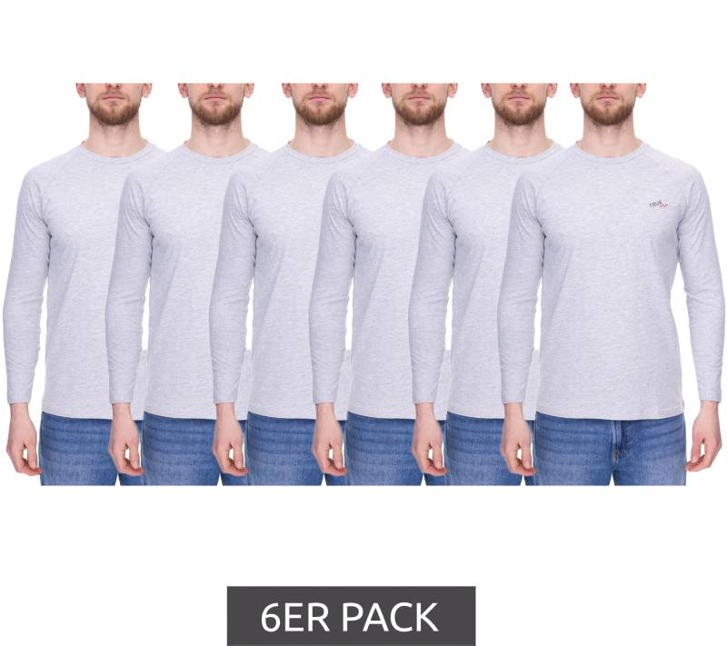 6er Pack TRUE style Herren Pyjama-Shirt Baumwoll-Pullover Schlaf-Shirt Oeko-Tex zertifiziert - Standard 100 Rundhals-Pullover 7753437 Hellgrau von TRUE style
