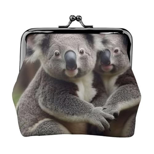 Niedlicher Koalabär-Druck, Leder-Geldbörsen, Geldbörsen, Leder-Wechseltasche mit Kussverschluss-Schnalle von TRUIGYN