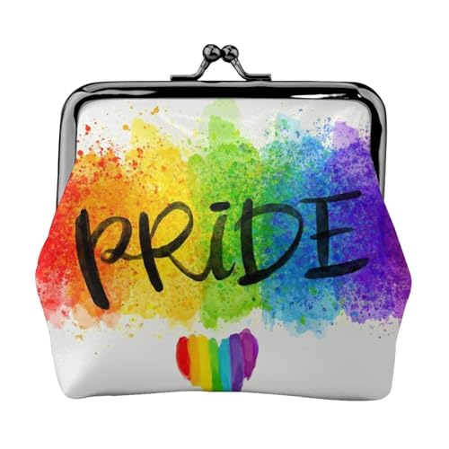 Regenbogen-Gay-Pride LGBTQ, Leder-Geldbörsen, Geldbörsen, Leder-Wechseltasche mit Kussverschluss-Schnalle von TRUIGYN