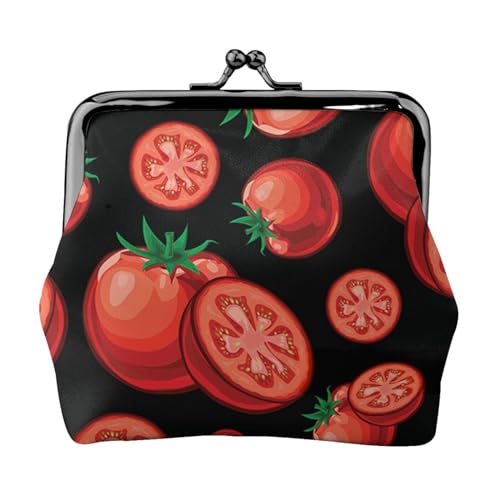 Rote Tomaten, Leder-Geldbörsen, Geldbörsen, Leder-Wechseltasche mit Kussverschluss-Schnalle von TRUIGYN