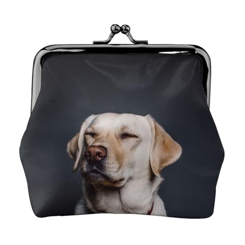 Süßer Labrador-Hund, Leder-Geldbörsen, Geldbörsen, Leder-Wechseltasche mit Kussverschluss-Schnalle von TRUIGYN