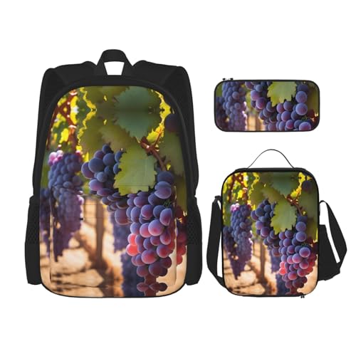 TRUKD Rucksack für Schüler, Märchenschloss, für Schule, Jungen, Mädchen, Tagesrucksack, Federmäppchen, Lunch-Tasche, Kombination, Desert Grapes, Einheitsgröße, Tagesrucksack von TRUKD