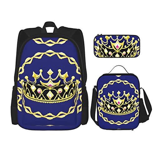 TRUKD Rucksack für Studenten, Farbkurve, gerippte Diagrammtasche für Schule, Jungen, Mädchen, Tagesrucksack, Federmäppchen, Lunch-Tasche, Kombination, Fantasy Tiara, Einheitsgröße, Tagesrucksack von TRUKD