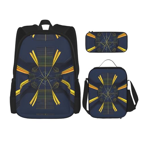 TRUKD Rucksack für Studenten, Farbkurve, gerippte Diagrammtasche für Schule, Jungen, Mädchen, Tagesrucksack, Federmäppchen, Lunch-Tasche, Kombination, Mehrdimensionaler Raum, Einheitsgröße, von TRUKD