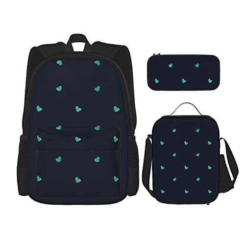 TRUKD Rucksack für Studenten, Herz-Crush-Blumentasche für Schule, Jungen, Mädchen, Tagesrucksack, Federmäppchen, Lunch-Tasche, Kombination, Schöner blauer Hintergrund, Einheitsgröße, Tagesrucksack von TRUKD