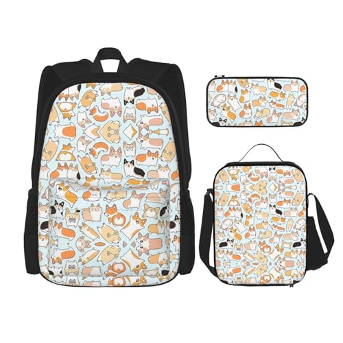 TRUKD Rucksack für Studenten, Hunde, die auf dem Rasen spielen, Tasche für Schule, Jungen, Mädchen, Tagesrucksack, Federmäppchen, Lunch-Tasche, Kombination, hund, Einheitsgröße, Tagesrucksack von TRUKD