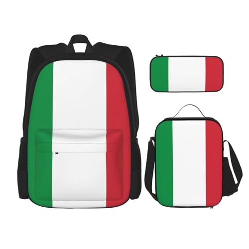 TRUKD Rucksack für Studenten, Maine State Flagge, Tasche für Schule, Jungen, Mädchen, Tagesrucksack, Federmäppchen, Lunch-Tasche, Kombination, Italien-Flagge, Einheitsgröße, Tagesrucksäcke von TRUKD