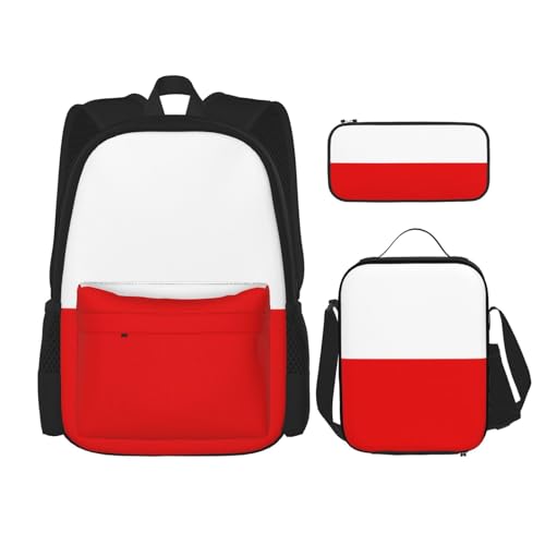 TRUKD Rucksack für Studenten, Uruguay-Flagge für Schule, Jungen, Mädchen, Tagesrucksack, Federmäppchen, Lunch-Tasche, Kombination, Flagge Thüringen, Einheitsgröße, Tagesrucksäcke von TRUKD