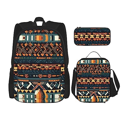 TRUKD Rucksack für Studenten, hübsche rosa Rosen, Tasche für Schule, Jungen, Mädchen, Tagesrucksack, Federmäppchen, Lunch-Tasche, Kombination, Afrikanische Ethno-Textur, Einheitsgröße, Tagesrucksack von TRUKD