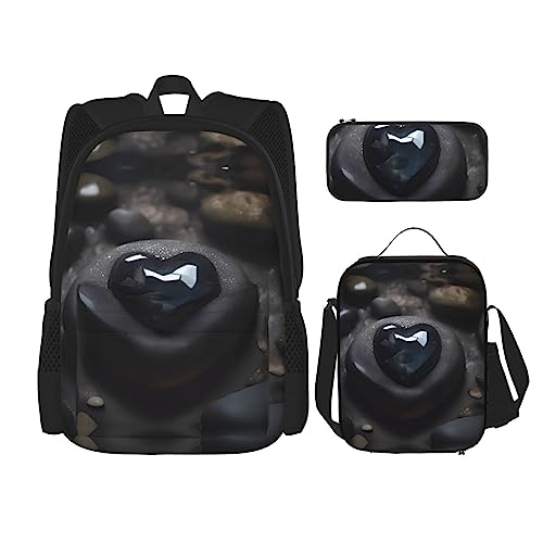 TRUKD Rucksack für Studenten, rosa Papierschneide-Kunsttasche für Schule, Jungen, Mädchen, Tagesrucksack, Federmäppchen, Lunch-Tasche, Kombination, Mysterious Love Stone, Einheitsgröße, Tagesrucksack von TRUKD