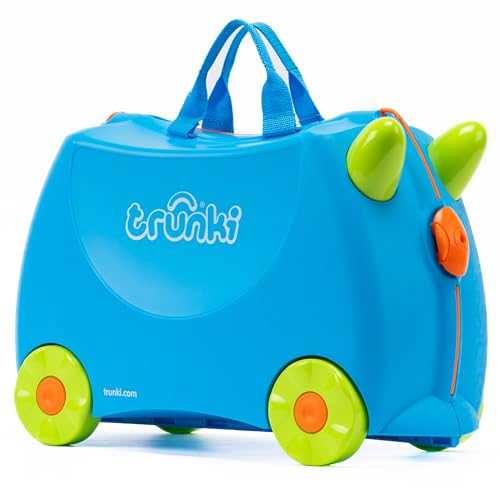 Trunki Handgepäck Und Kinderkoffer zum Draufsitzen | Kinder Risen Geschenk für Mädchen Und Jungen | Trolley Terrance (Blau), 46 x 20.5 x 31 cm Trunki Handgepäck Und Kinderkoffer zum Draufsitzen | Kinder Risen Geschenk für Mädchen Und Jungen | Trolley Terrance (Blau), 46 x 20.5 x 31 cm von TRUNKI