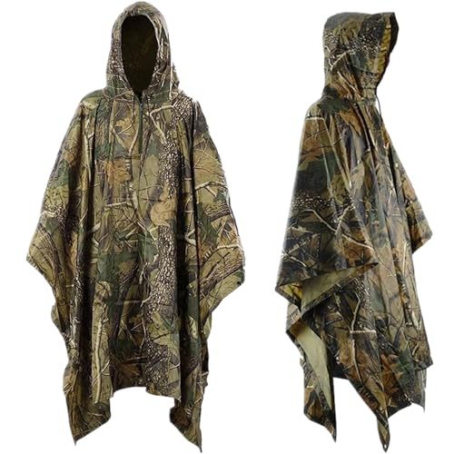 TRUSBEE Wasserdichter Regenponcho, Leichter regenschutz Regencape, 3 in 1 wiederverwendbarer Regenmantel Regenjacke für Fahrrad Wandern, Camping, Angeln- Herren & Damen (camouflage) von TRUSBEE