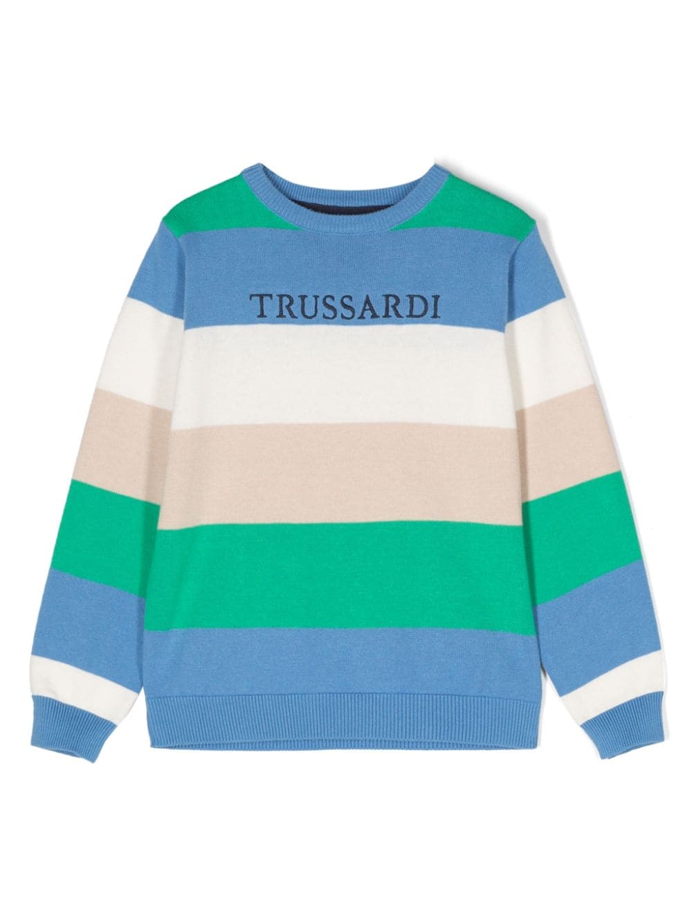 TRUSSARDI JUNIOR Gestreifter Pullover mit Logo-Stickerei - Weiß von TRUSSARDI JUNIOR