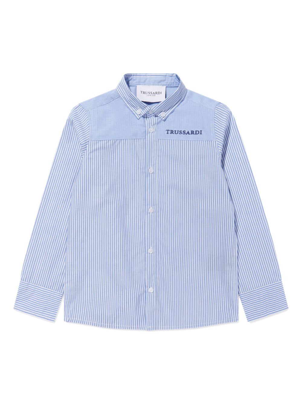 TRUSSARDI JUNIOR Gestreiftes Hemd mit Logo-Stickerei - Blau von TRUSSARDI JUNIOR