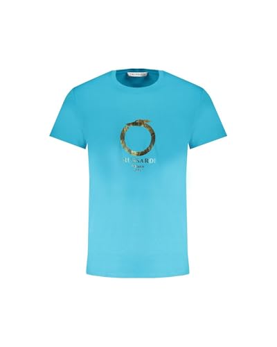 TRUSSARDI Kurzärmeliges Herren-T-Shirt mit Rundhalsausschnitt und Logodruck aus reiner Baumwolle Artikel TRU2MTS03, 12 Teal, XL TRUSSARDI Kurzärmeliges Herren-T-Shirt mit Rundhalsausschnitt und Logodruck aus reiner Baumwolle Artikel TRU2MTS03, 12 Teal, XL von TRUSSARDI
