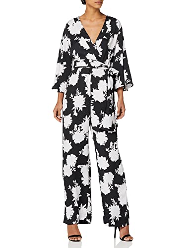 Truth & Fable Damen Kurzärmeliger Abend-Jumpsuit, Mehrfarbig (Chrysanthemen-druck)., 42 von Truth & Fable