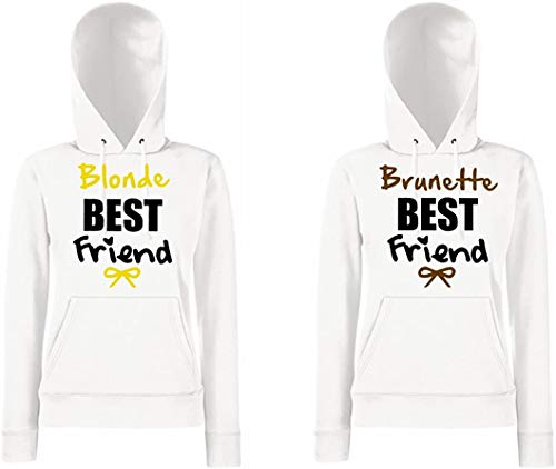 Beste Freundin Pullover Damen Hoodie Best Friends BFF - Blonde BF Weiß Gr. S von TRVPPY
