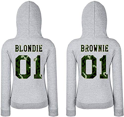 Beste Freundin Pullover Damen Hoodie Best Friends BFF - Blondie Camouflage-Grau Gr. M von TRVPPY