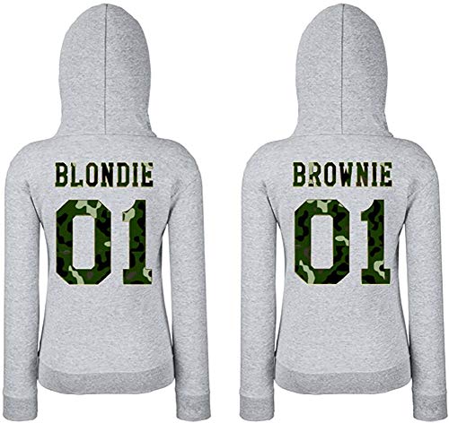 Beste Freundin Pullover Damen Hoodie Best Friends BFF - Blondie Camouflage-Grau Gr. XS von TRVPPY