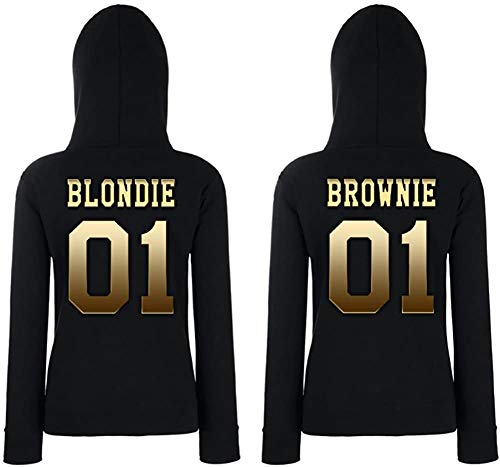 Beste Freundin Pullover Damen Hoodie Best Friends BFF - Blondie Gold-Schwarz Gr. L von TRVPPY