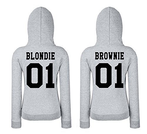 Beste Freundin Pullover Damen Hoodie Best Friends BFF - Blondie Grau Gr. S von TRVPPY