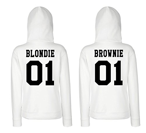 Beste Freundin Pullover Damen Hoodie Best Friends BFF - Blondie Weiß Gr. S von TRVPPY