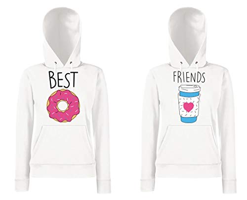 Damen Best Friends BFF Beste Freunde Pullover - 1 Hoodie Donut Weiß Gr. XS von TRVPPY