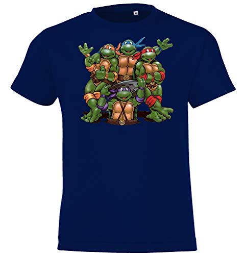 Kinder Jungen Mädchen T-Shirt Modell Turtles - Navyblau 142/152 (12 Jahre) von TRVPPY