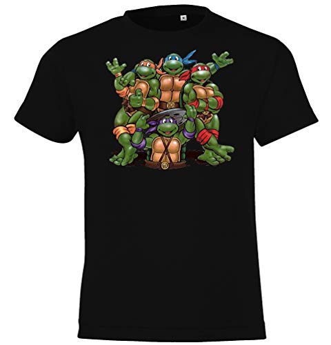 Kinder Jungen Mädchen T-Shirt Modell Turtles - Schwarz 106/116 (6 Jahre) von TRVPPY