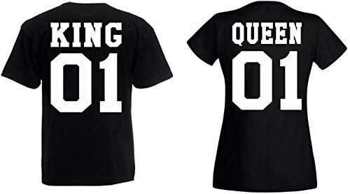 Partner Couple Pärchen King Queen T-Shirt - 1x Damen Tshirt Schwarz XXL von TRVPPY