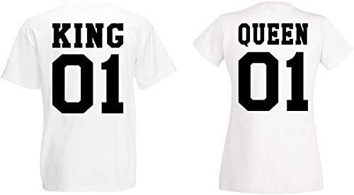 Partner Couple Pärchen King Queen T-Shirt - 1x Damen Tshirt Weiß S von TRVPPY