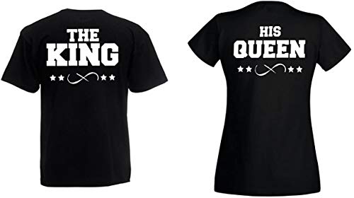 Partner Pärchen Couple The King His Queen T-Shirt Shirt - 1x Damen T-Shirt Schwarz S von TRVPPY