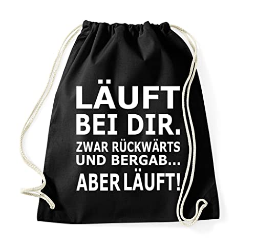 TRVPPY Baumwolltasche Läuft bei dir Turnbeutel Tasche - Schwarz von TRVPPY