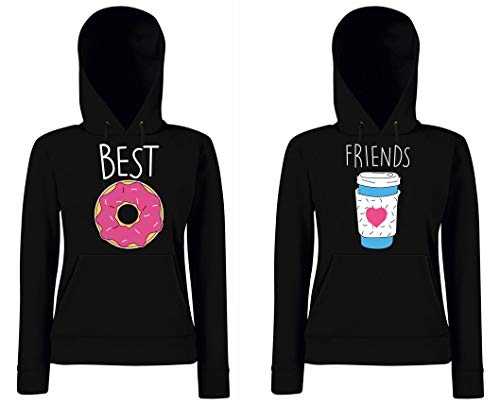 TRVPPY Damen Best Friends BFF Beste Freunde Pullover - 1 Hoodie Coffee Schwarz Gr. M von TRVPPY