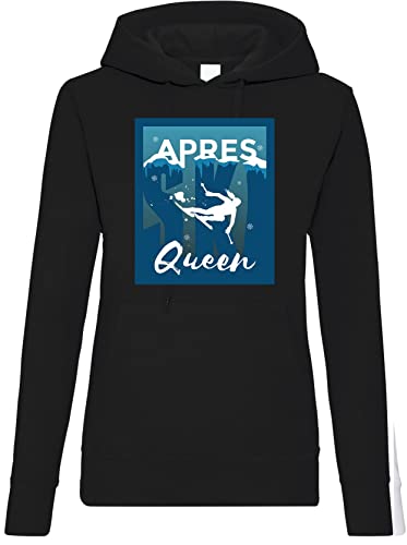 TRVPPY Damen Hoodie Pullover Apres Ski Queen Spruch Logo Print - Schwarz M von TRVPPY