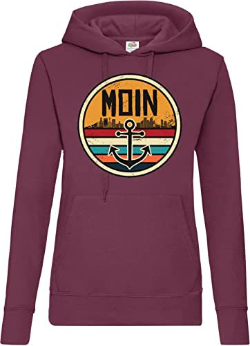 TRVPPY Damen Hoodie Pullover Moin Anker Logo Print - Burgundund XL von TRVPPY