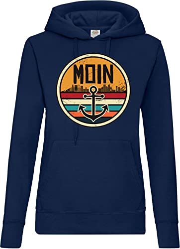 TRVPPY Damen Hoodie Pullover Moin Anker Logo Print - Navyblau M von TRVPPY