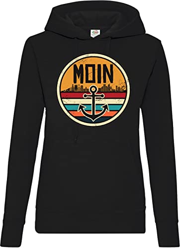 TRVPPY Damen Hoodie Pullover Moin Anker Logo Print - Schwarz M von TRVPPY