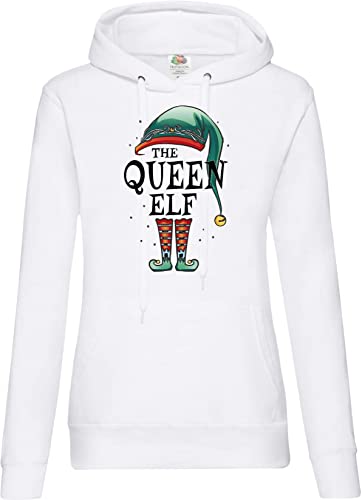 TRVPPY Damen Hoodie Pullover The Queen ElfSpruch Logo Print - Weiß S von TRVPPY