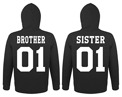 TRVPPY Herren Damen Brother Sister Pullover Pärchen Kapuzenpullover - Herren Hoodie Schwarz Gr. M von TRVPPY