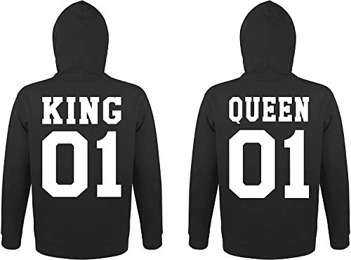 TRVPPY Herren Damen Partner Couple King Queen Pullover Pärchen Set - 1x Damen Hoodie Schwarz 3XL von TRVPPY