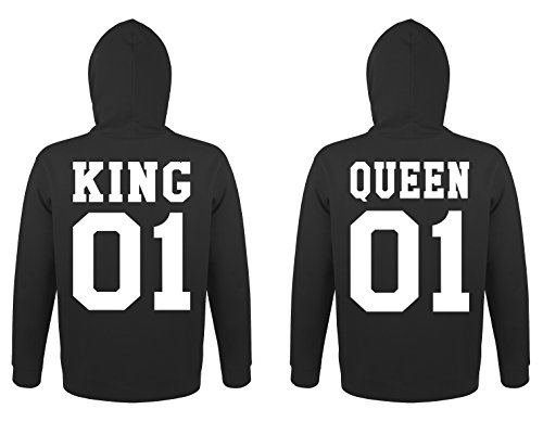 TRVPPY Herren Damen Partner Couple King Queen Pullover Pärchen Set - 1x Herren Hoodie Schwarz 4XL von TRVPPY