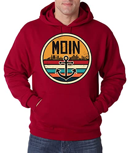 TRVPPY Herren Hoodie Moin Spruch Logo Print - Rot L von TRVPPY