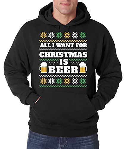 TRVPPY Herren Pullover Hoodie All I Want for Christmas is Beer Weihnachten Ugly Sweater Pullover - Schwarz 5XL von TRVPPY