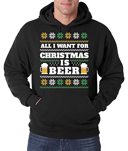 TRVPPY Herren Pullover Hoodie All I Want for Christmas is Beer Weihnachten Ugly Sweater Pullover - Schwarz XXL von TRVPPY