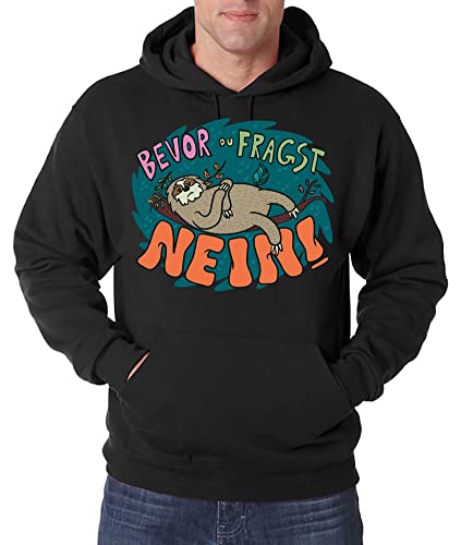 TRVPPY Herren Pullover Hoodie Bevor du fragst Nein Spruch Logo Print - Schwarz 4XL von TRVPPY