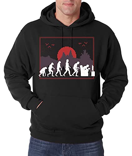 TRVPPY Herren Pullover Hoodie Gaming Evolution Spruch Logo Print - Schwarz 5XL von TRVPPY