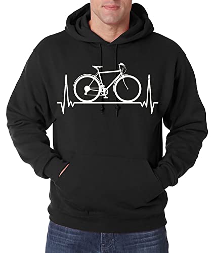 TRVPPY Herren Pullover Hoodie Heartbeat Fahrrad Print - Navyblau 3XL von TRVPPY