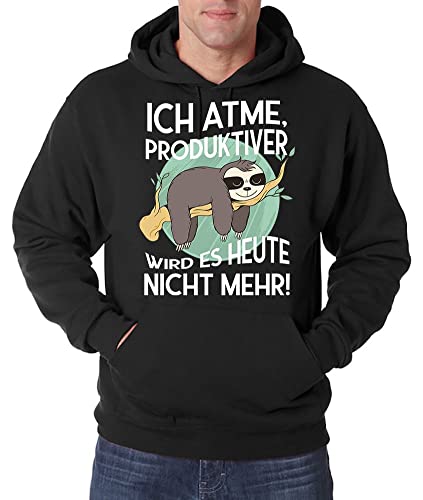 TRVPPY Herren Pullover Hoodie Ich Atme Produktiver wirds Nicht Spruch Logo Print - Schwarz 3XL von TRVPPY