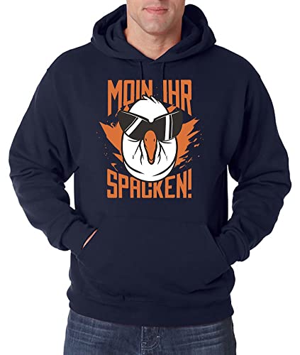 TRVPPY Herren Pullover Hoodie Moin Ihr Spacken Spruch Logo Print - Navyblau 4XL von TRVPPY